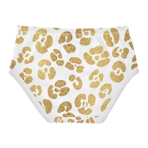 Gold Leopard Spots White Underwear Toddler Girl, Underwear Girls, 2T–8 Years2