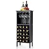 RELAX4LIFE Weinregal Kiefernholz, Weinschrank mit Weinglashalter, Weinhalter fÃ¼r 20 Flaschen, WeinstÃ¤nder fÃ¼r KÃ¼che, Flaschenregal fÃ¼r Wein & GetrÃ¤nke, groÃe Aufbewahrung 42 x 24,5 x 96 cm (Schwarz)