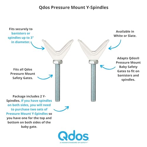 Qdos Safety Y-Spindles for Qdos Pressure Mount Baby Gates | White | Adapts Qdos Pressure Mount Gates to fit on Banisters and Spindles up to 3\" in Diameter - Easy Installation | 1 Pack = 2 Y-Spindles - Thumbnail 2