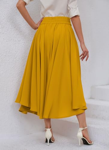 chouyatou Women's Elegant High Waisted Side Slit Irregular Bohemian Maxi Skirt with Pockets - Image 6