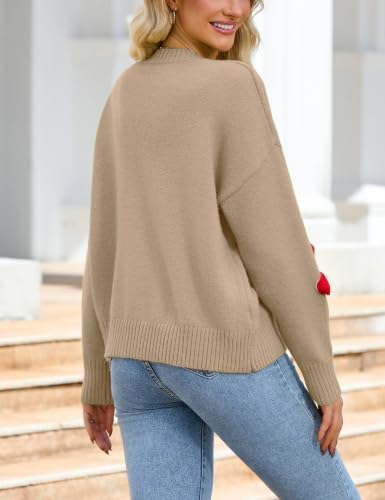 Image of Women Floral Sweater Casual Colorful Flower Knit Pullover Top