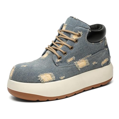 Men's Fashion Ankle Boots Comfort Lace Up High-top Casual Shoes Puffy Platform Boots for Everyday