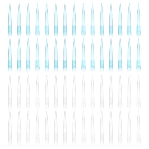BENECREAT 600pcs 1000 uL Pipette Tips, 2 Colors Sterile Bulk Pipette Tips, 1 ml Dropper Accessories for Most Popular Pipettes, Laboratory Work, Industrial Applications, White and Blue
