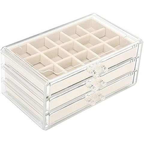 FEISCON Acrylic Jewelry Organizer Makeup Cosmetic Storage Organizer Box Cover