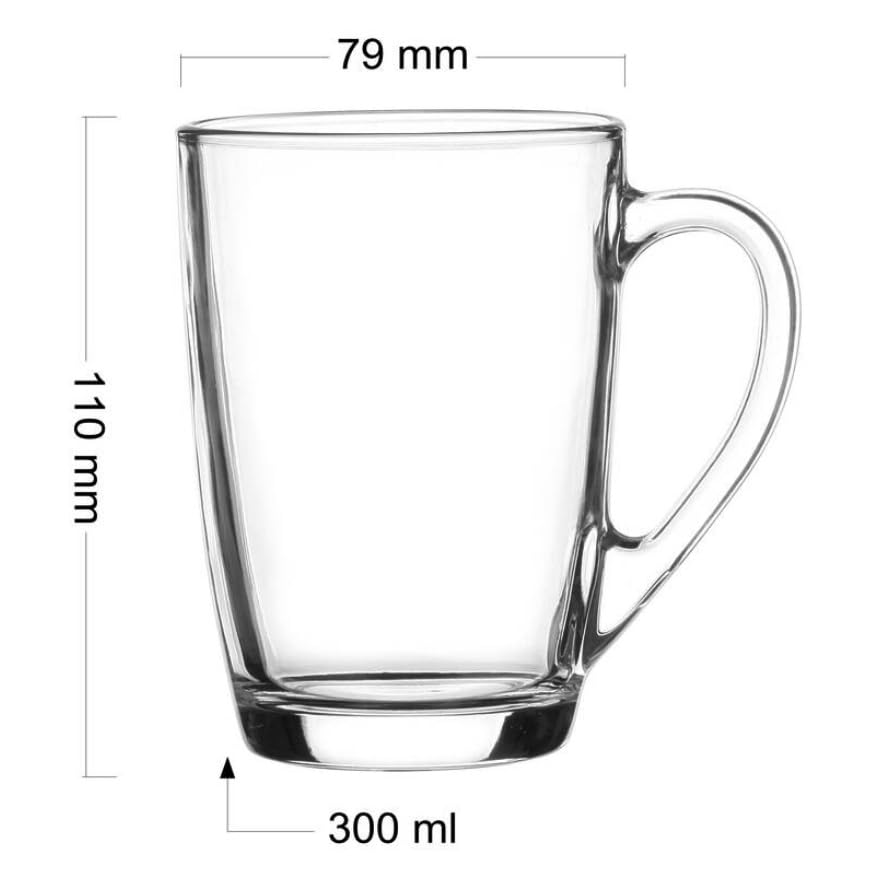 Glasmark KROSNO 1992 Gläser Set Kaffeegläser Teegläser Mit Henkel 6 Stück 300 ml Kaffee Tee Latte Glas Teetassen Glasbecher Trinkglas Spülmaschinengeeignet Ala