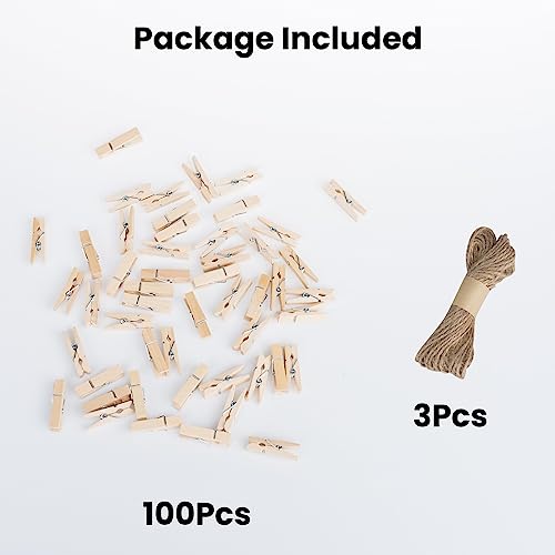 ONLYQIQIU 100PCS Mini Wooden Pegs 3.5CM Photo Display Clips - Image 2