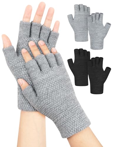 Kiiwah 2 Paar Handschuhe Fingerlose für Herren Damen, Winter Handschuhe Ohne Finger Unisex Fingerhandschuhe Ohne Fingerkuppen Warme für Sport Outdoor Tippen Camping...