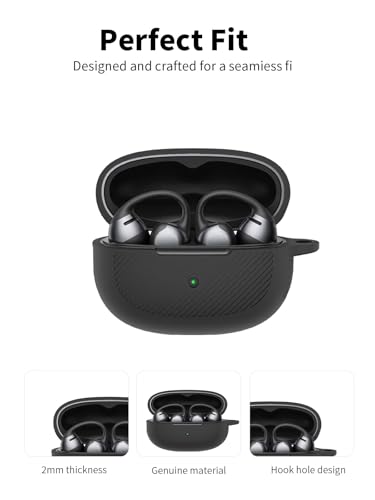 Siliconen beschermhoes voor SHOKZ Open Dots ONE oordopjes, milieuvriendelijke Bluetooth-oortelefoonhoes met nauwkeurige gat-positionering - stoot- en krasbestendig, aangename touch, zwart - Afbeelding 4