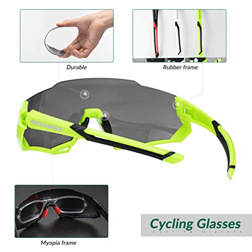 ROCKBROS Lunettes de Soleil Polarisées, Cyclisme Lunettes de Vélo avec 5 Lentilles Interchangeables pour Hommes Femmes Baseball, pêche, Ski, Course - Image 3