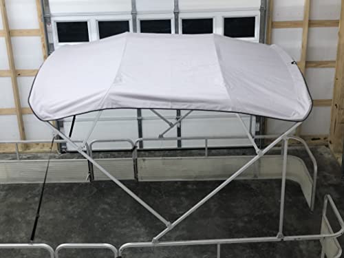 8' Long x 8' Wide Pontoon Boat Bimini Top Kit, Best Available, Light Grey, Complete Kit, Square Frame with Metal Fittings, 16oz Canvas, Hardware Kit