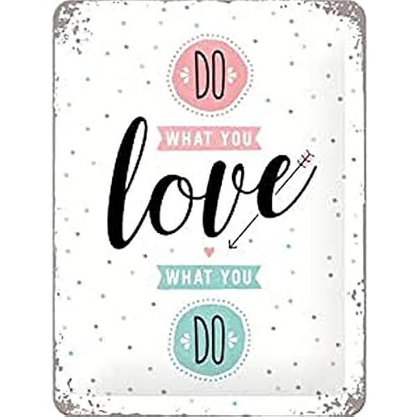 Nostalgic-Art Retro blaszana tabliczka Word Up – Do What You Love – pomysł na prezent dla fanów nostalgii, z metalu, styl vintage z sentencją, 15 x 20 cm