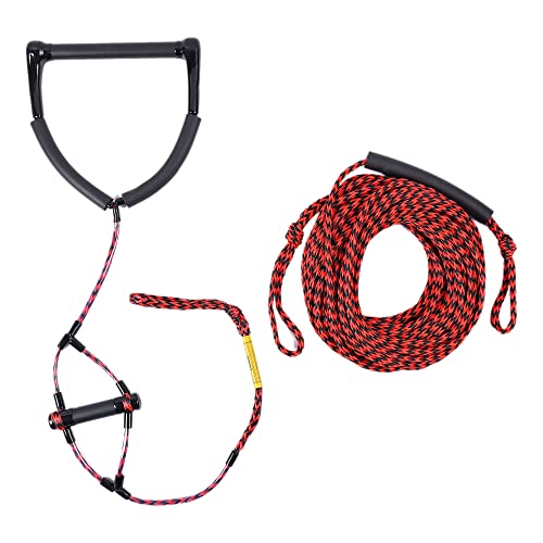 Water Ski Rope 2-Section Wakeboarding Rope Water Sport Lines 75Ft (Red/Black) #TOP6