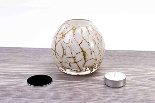 Waxinelichthouders Mini Urn Wit met bladgoud Theelichtje Luxe urn van Glas - Afbeelding 4