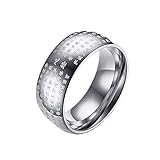 HIJONES Hombre Acero Inoxidable Sutra Chino del Corazón Grabó la Venda Budista del Anillo Plata Tamaño 14