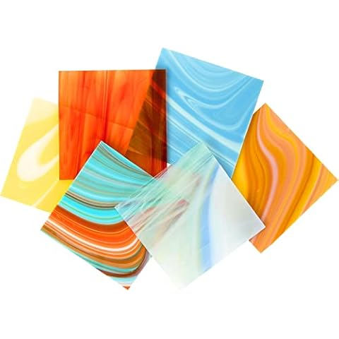 COE 96 Deluxe Assorted Fusible Glass Pack - 4 inch X 4inch Sheets - 6 Pack Cover