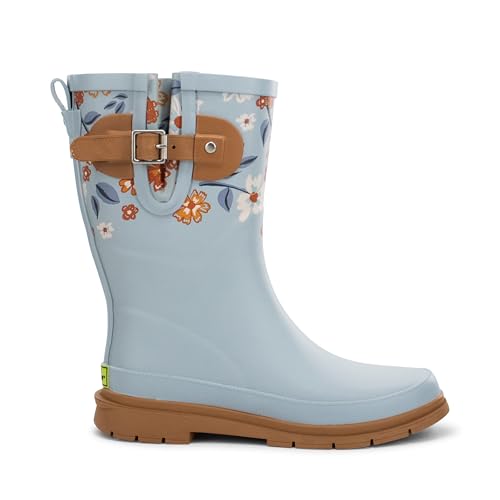 Image of Western Chief Women's Waterproof Mid Rain Boots | Ladies pull on mid rain boots with adjustable buckle, cushioned insole, and rubber outsole for wet weather and outdoor wear.