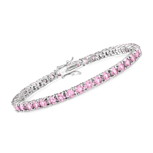 Ross-Simons 9.25 ct. t.w. Simulated Pink Sapphire Tennis Bracelet in Sterling Silver