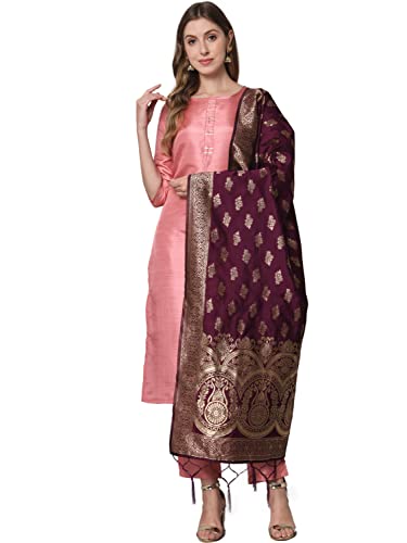 Kurta droit en coton soie et Dupatta en soie Banarasi premium