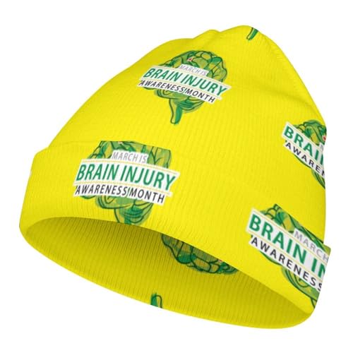 Brain Injury Awareness Month Kids Beanie Hat for for Girls Boys Children Cap Winter Knitted Chemo Cancer Headwear Accessories Gifts Decoration Black