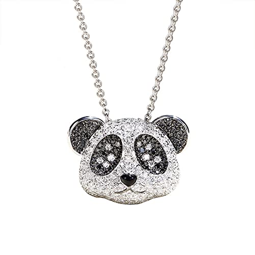 OIDIMS Cute Panda Necklace for Women Cubic Zirconia Pave Lovely Animal Statement Sparkling Clear Black Crystal Delicate Bear Pendent Fashion Gifts for Daughter Niece Birthday 16+2 Inch (Necklace)