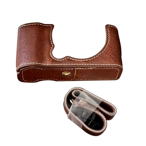 aqxreight Medio Estuche para Cámara Estuche de Transporte para Cámara Antirrayas de Cuero PU con Correa para el Hombro Compatible con X M5 (Brown)