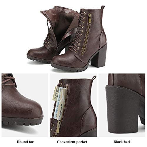 Dream Pairs Women?S Brown Chunky Heel Ankle Booties Size 7.5 B(M) Us Sliverado #TOP2