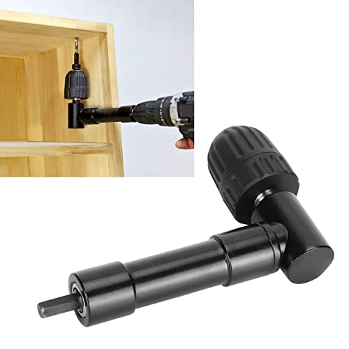 Right Angle Drill Attachment Adapter, Right Angle Adapter Drill, 90 Degrees Drilling Extension Chuck Tools Black for Power Electric Tool Accessories