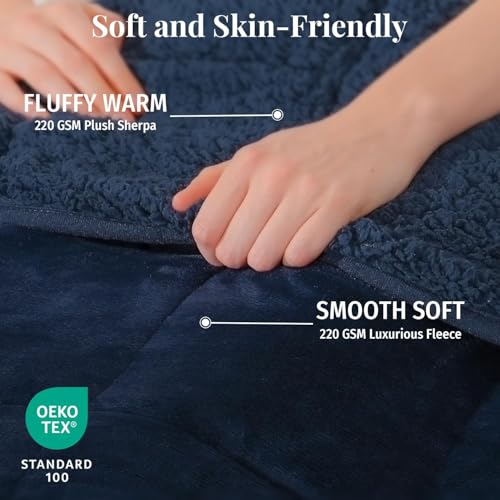 Image of Topblan Sherpa Fleece Weighted Blanket 15lbs, 60 x 80 Queen Size for Adults