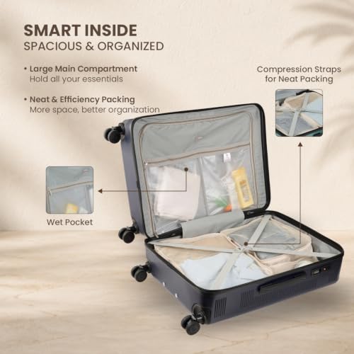 Image of SWISS MILITARY Pascal Lightweight PC Hard Large Check in Travel Luggage Trolley Bag with Anti-Theft Zippers & 3-Dial Lock, 360 Wheels, Wet Pocket & Aluminium Handle Suitcase Set of 3 -Navy