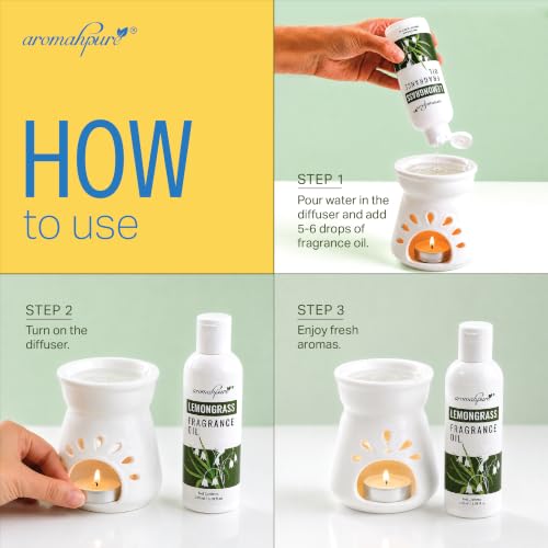 Image of Aromahpure Lemongrass Aroma Oil | 100ml Undiluted & Natural | Long-Lasting Scent for Aromatherapy, Candle & Soap Making, Diffusers, Room Freshener, Humidifier, Bathroom Revitalizer & Home Essentials