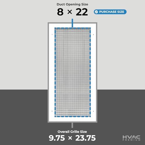 Image of HVAC Premium 8'' x 22'' or 22'' x 8'' Cube Core Eggcrate Return Air Grille - Aluminum Rust Proof - HVAC Vent Duct Cover - White [Outer Dimensions: 9.75 x 23.75]