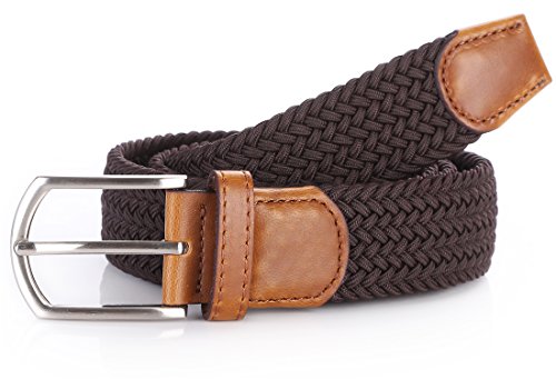 Image of 2pcs Men's Stretch Woven 1.3 inch Wide Elastic Braided Belts