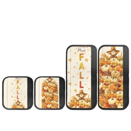 Image of Dreaweet Fall Pumpkin Scarecrow Print Refrigerator Handle Covers Set of 4