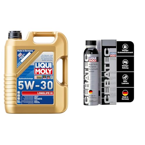 LIQUI MOLY Longlife III 5W-30 | 5 L | Synthesetechnologie Motoröl | Art.-Nr.: 20647 & Öladditiv Cera Tec Art.-Nr. 3721 Keramikverschleißschutz für Benzin- & Dieselmotoren