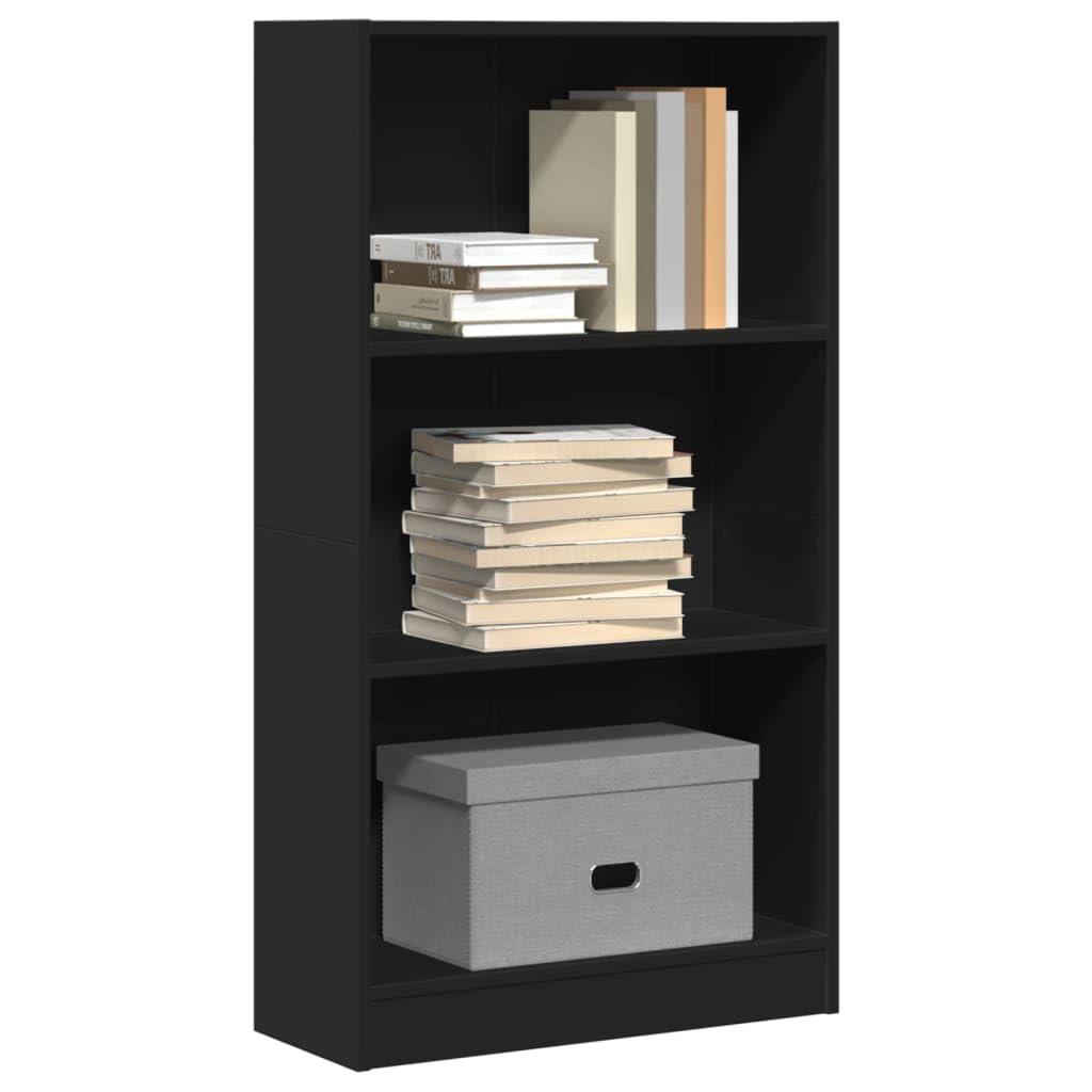 Bücherregal Schwarz Holzwerkstoff 60x24x109 cm Standregal mit offenem Regalsystem und vielseitiger Aufbewahrung als Raumteiler für Wohnzimmer Schlafzimmer Büro