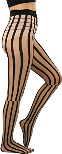 Image of ToBeInStyle Womens High Fashion Sheer Full Footed Vertical Stripe Tights
