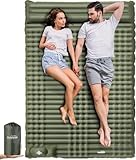Double Camping Sleeping Pad, Elegear CumbreX™Self Inflating Air Sleeping Mats 4" with Pillow Built-in Foot Pump, Inflatable Camping Mattress Compact for Tent, Cot Backpacking, Hiking,Camp,Travel,Green