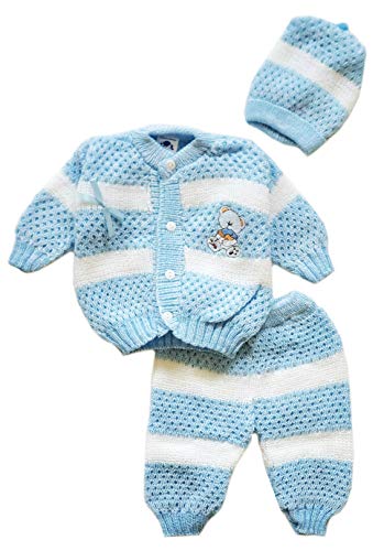 Image of Abelito Newborn Baby Boy's Girl's Unisex Warm Winter 3 Pieces Crochet Set