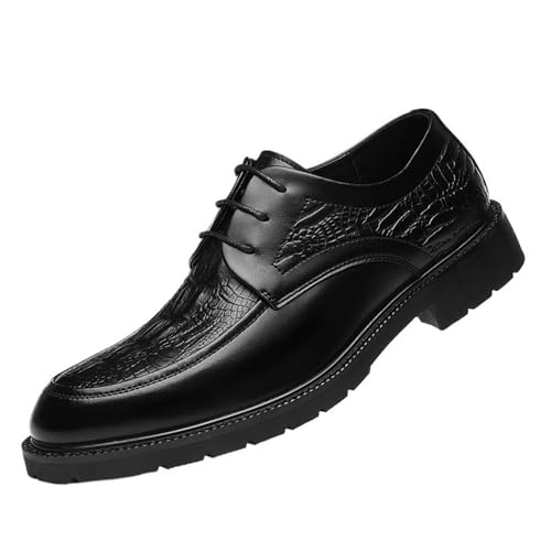 Men's Lace up Oxford Dress Shoes Genuine Leather Formal Business Casual Oxfords Comfortable Slip Resistant Low Heel Wedding Office Wear