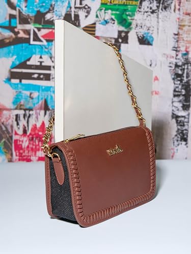 Image of ZOUK Small Shoulder Bag Bag for Women | Stylish Vegan Leather Shoulder Bag with Gold Chain Handle | Water-Resistant | Chic & Handcrafted Purse |