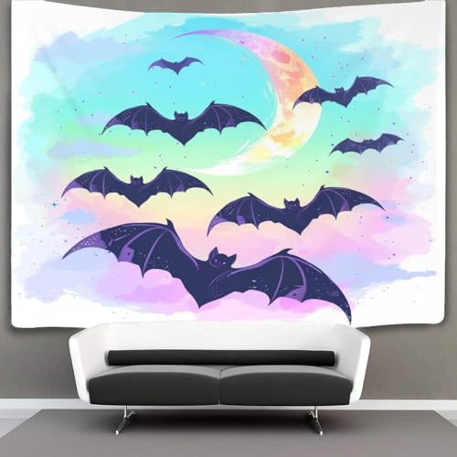 Tapiz de pared KaleidoKit de 150x200cm con estampado 3D de murciélagos para renovar tus espacios 3