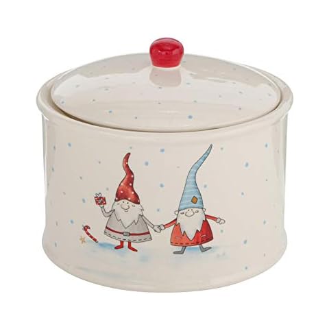 Steingut Vorratsdose Keksdose Motiv 2 Wichtel Zwerge H15cm D18cm Cover