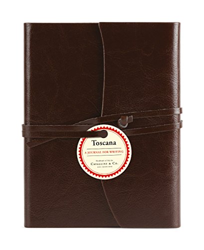 Toscana Journal Cavallini carnet cuir marron 13x18 cm à rabat pour écriture et croquis vintage