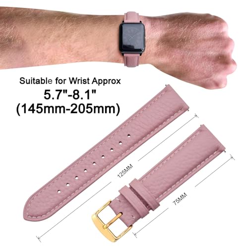 Image of ANNEFIT Watch Band 18mm, Quick Release Textured Padded Leather Straps with Gold Buckle for Men and Women (Pink)
