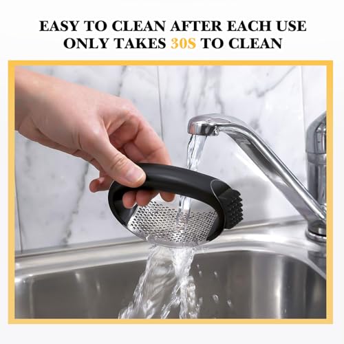 Krilves Stainless Steel Garlic Presser,2024 Upgrade Kitchen Garlic Press Crusher Rocker,Garlic Crusher Kitchen Tool Set With Peeler And Cleaning Brush,Kitchen Gadgets For Crushing Garlic thumb #4