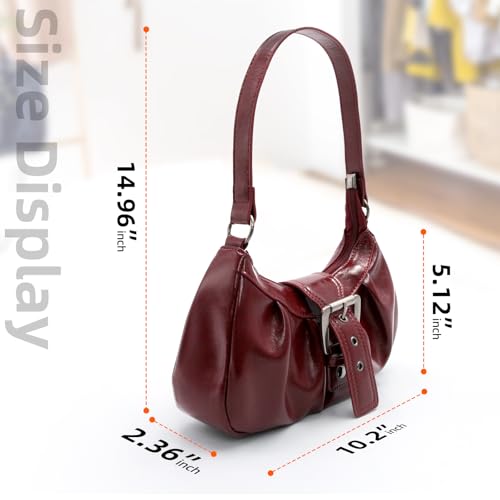 Image of Shoulder Bag for Women, Y2k Purse Top Handle Shoulder Bag Buckle Punk Hobo Clutch Purses Bags