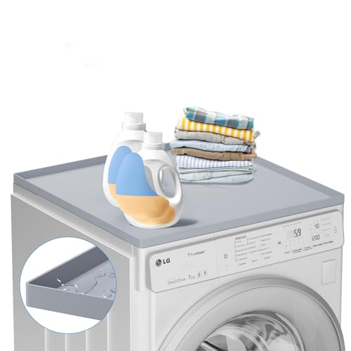 Washer and Dryer Top Protector Mat,60*60cm Silicone Rubber Mat for Laudry Machine & Dryer,Non Slip Heavy Duty Waterproof Washable Top Cover Pad for Home Kitchen Laundry Room
