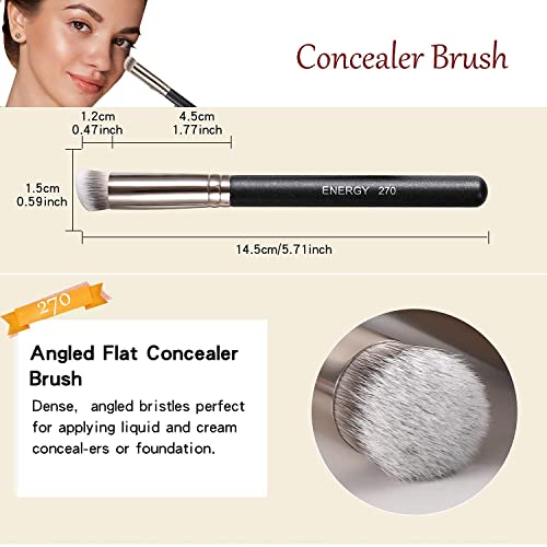 Under Eye Concealer Brush Energy Nose Contour Brush Mini Angled Flat Top Kabuki For Dark Circles Puffiness Blending Buffing With Powder Liquid Cream Small Flawless Makeup Foundation Brush #TOP2