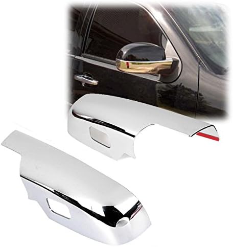 Triple Chrome Side Door Lower Half Mirror Cover Trims with Puddle Light Hole Fit for Chevy Silverado GMC Sierra 2007-2013