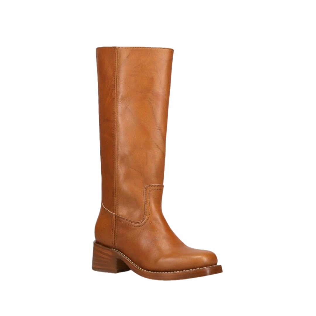 Womens Fashion Knee-High Boots Square Toe Wide Calf Design Boots Retro Casual Style Women Boots